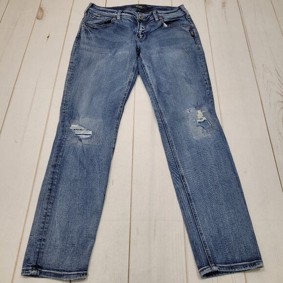 Silver Sam boyfriend crop ankle jeans ripped distressed - Picture 1 of 10